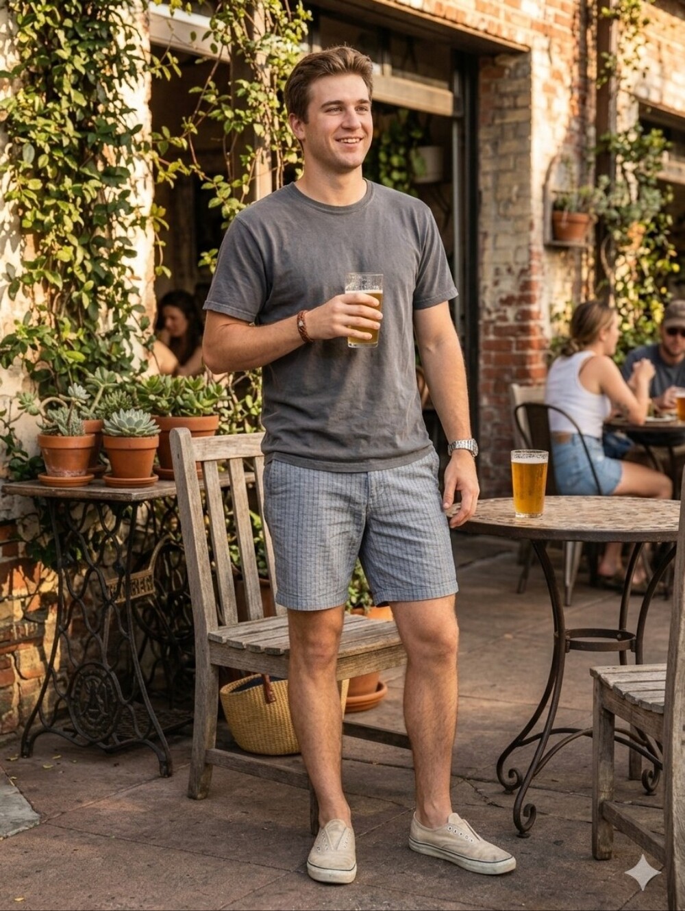 Patagonia Men's Blue and Gray Striped Shorts